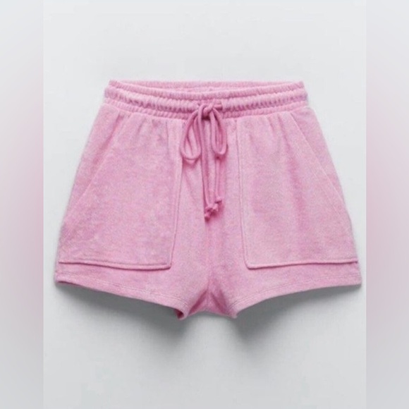 zara light pink french terry high rise lounge shorts - Picture 6 of 7